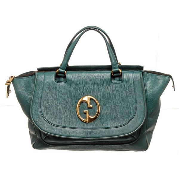 Gucci Green Leather 1973 Interlocking Shoulder Bag