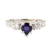 Image 2 : 1.23 ctw Blue Sapphire and Diamond Ring - 14KT White Gold