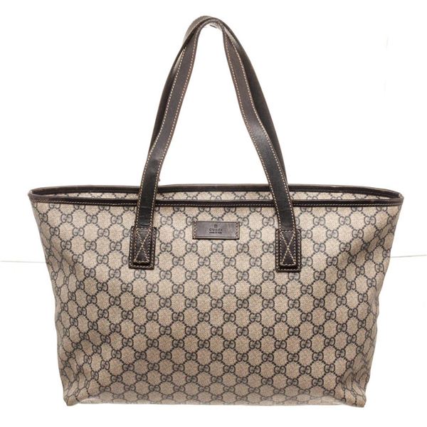 Gucci Brown Canvas GG Supreme Tote Bag