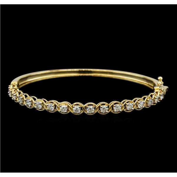 1.57 ctw Diamond Bangle Bracelet - 14KT Yellow Gold