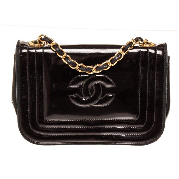 Chanel Black Caviar Leather CC Samll Full Flap Shoulder Bag