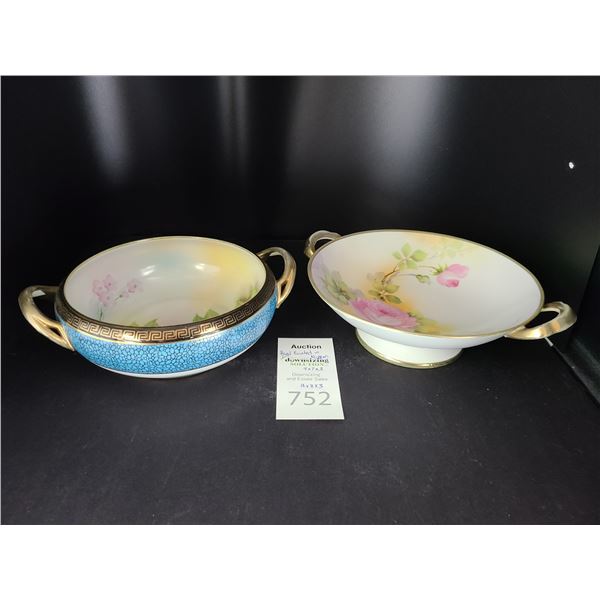 Antique Bowls Hand Painted in Nippon Cat A