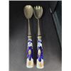 Image 4 : Antique Porcelain Salad Bowl & Servers Cat A