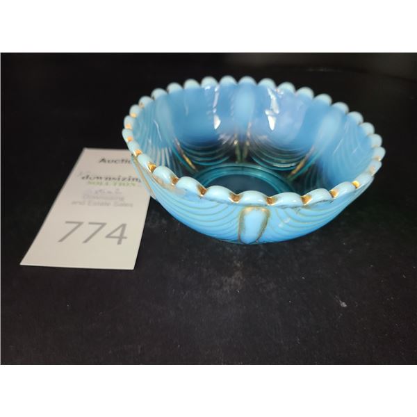Blue & Gold Accented Glass Bowl Cat A