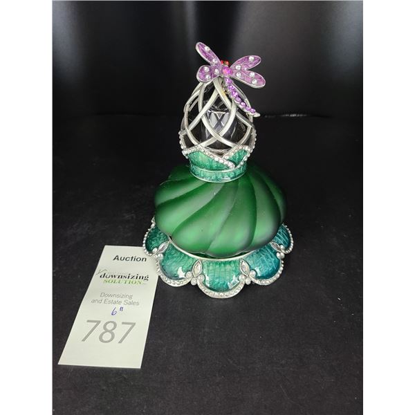 Decorative Greenglass Perfume Bottle Cat A