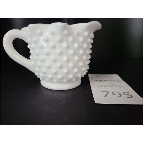 Fenton Hobnail Milkglass Creamer Cat A