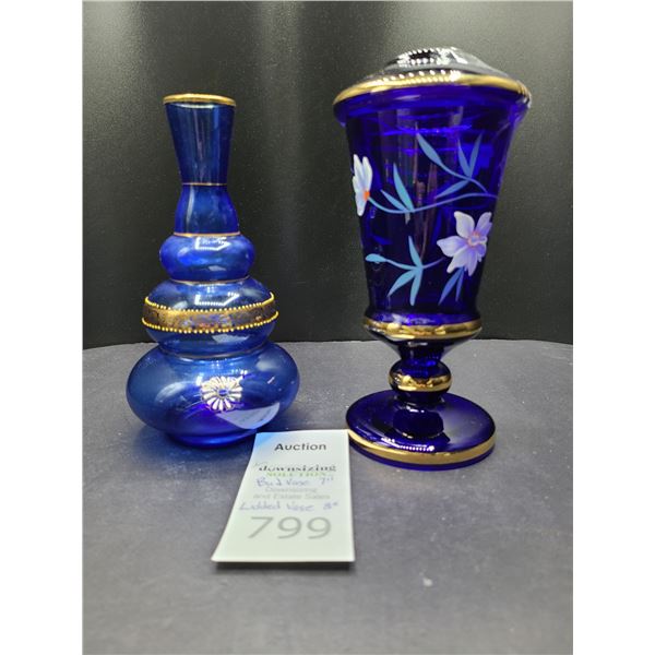 Blue & Gold Glass Vases Cat A