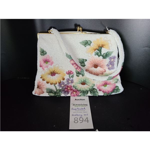 Hand Beaded Purse Cat A