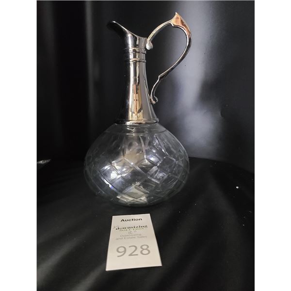 Silver Plated Cut Glass Jug Cat B