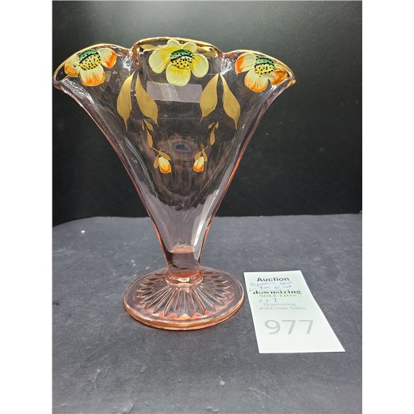 Depression Glass Fan Vase Cat B