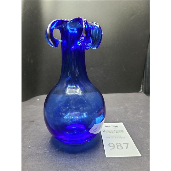 Blue Glass Vase Cat B
