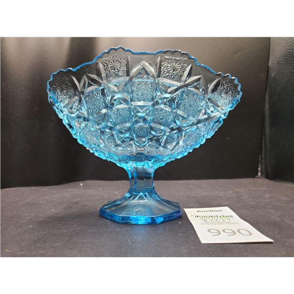 Blue Cut Glass Footed Fan Vase Cat B