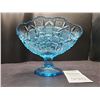 Image 1 : Blue Cut Glass Footed Fan Vase Cat B