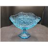 Image 2 : Blue Cut Glass Footed Fan Vase Cat B