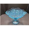 Image 3 : Blue Cut Glass Footed Fan Vase Cat B