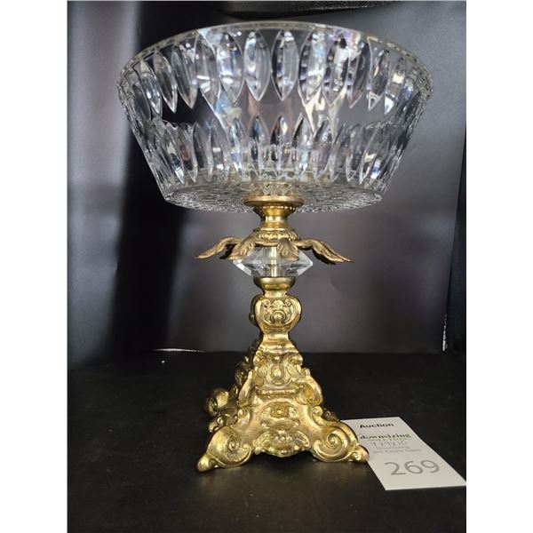 Brass Footed Crystal Bowl Cat B