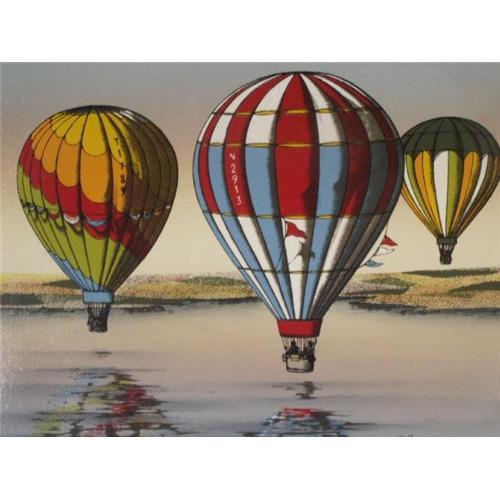 Vintage Oil Painting Hot Air Balloon Race 2350065