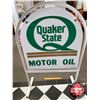 Image 2 : "Quaker State Motor Oil" Double Sided Tombstone Sign with Frame (Total Size = 48-1/4"H x 30-1/2"W)