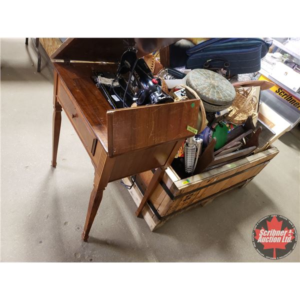 Crate Lot - Incredible Variety : Wine Racks, Magazine Racks, Retro Velvet Paintings, Baskets, Area R