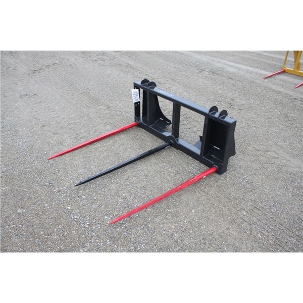 New and Unused three prong bale spear, skid steer mount
