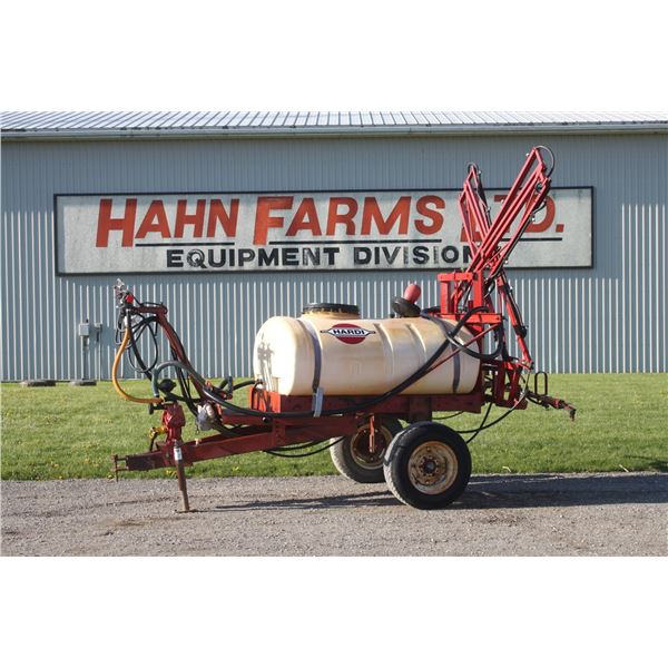 Hardi TR300 single axle trail sprayer, 300 gallon, 540 pto, 35' boom, manual controls