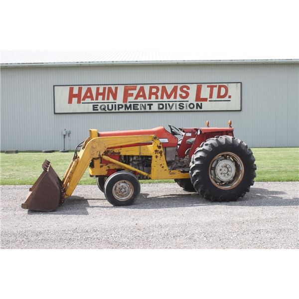 MF 255 2wd tractor, MF 100 loader front pump, 16.9x28, 8 speed, 1796 hours