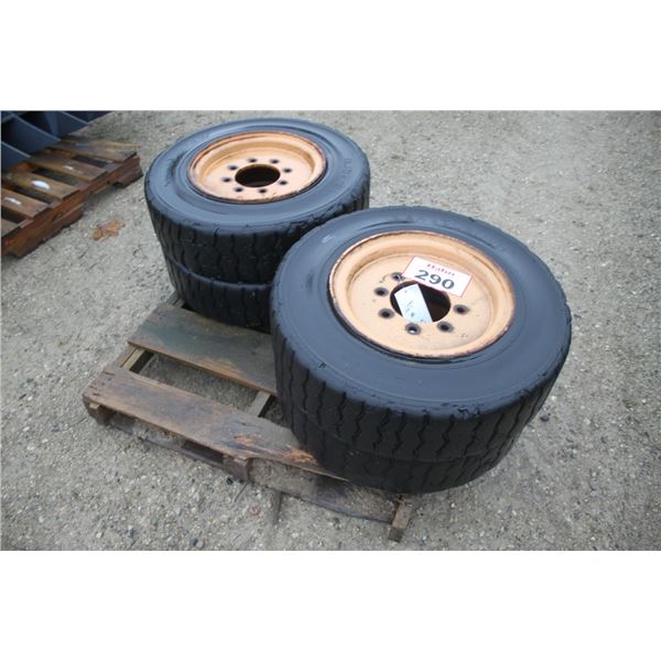 Set of 4 hard tires and rims to fit skidsteer, 8.25x15, Local Municipal Unit