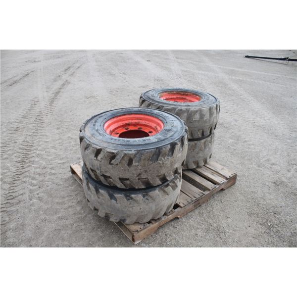 Set of 12x16.5 tires and rims to fit Bobcat skidsteer, 8 bolt
