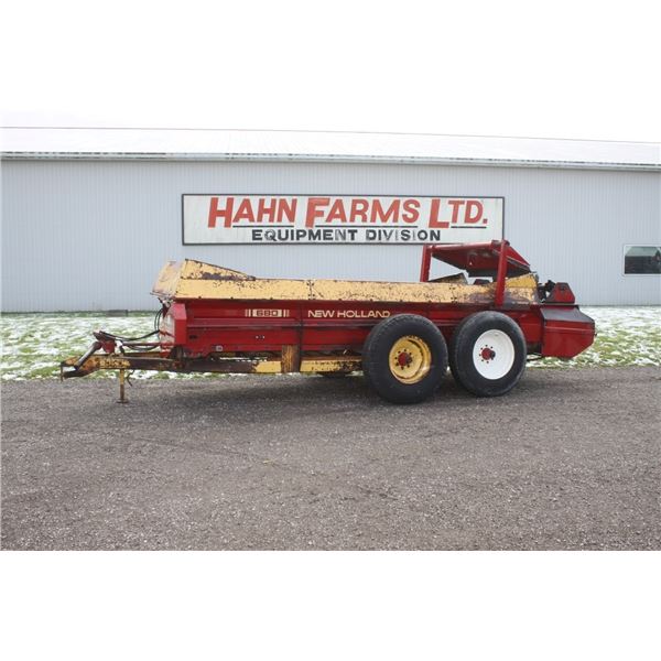 New Holland 680 tandem axle manure spreader, top beater, end gate