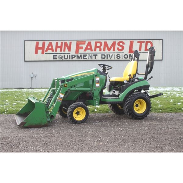 JD 1025R compact tractor, H120 loader, Hydro, R4 tires, 2325 hours, Very Nice