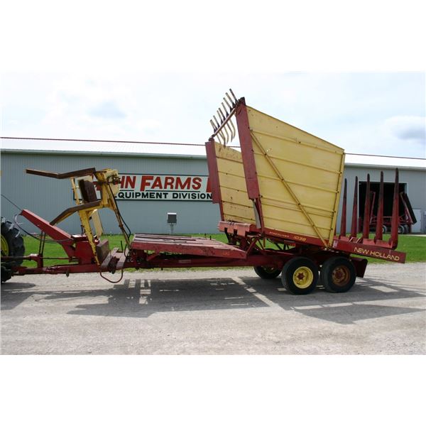 New Holland Stackliner 1038 automatic bale wagon, tier turner, 105 bales. Used on Hahn Family farm