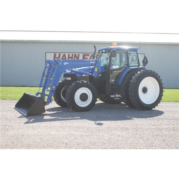 New Holland TM155 4wd tractor, cab, air, 4 remotes, Buhler 2795HD self leveling loader, 8' bucket, 3