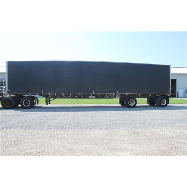Transport Eagle 48' tandem axle flat bed trailer, curtain side covered, ratchet straps, low miles, l