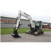 Image 2 : Bobcat E85 excavator, cab, air, hydraulic thumb, long stick, coupler, dozer blade, 2700 hours, one o
