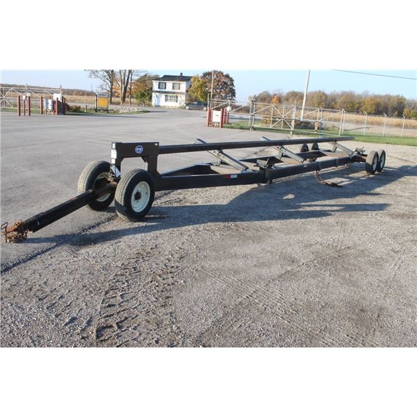 P&K Mfg 35' header carrier wagon, dolly front axle, tandem rear axles, Used