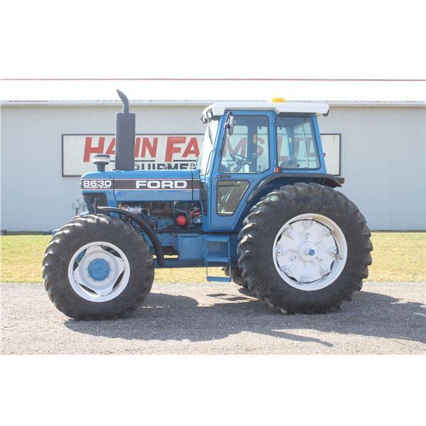 Ford 8630 4wd tractor, cab, air, powershift, 3 remotes, 20.8R38, shows 3878 hours