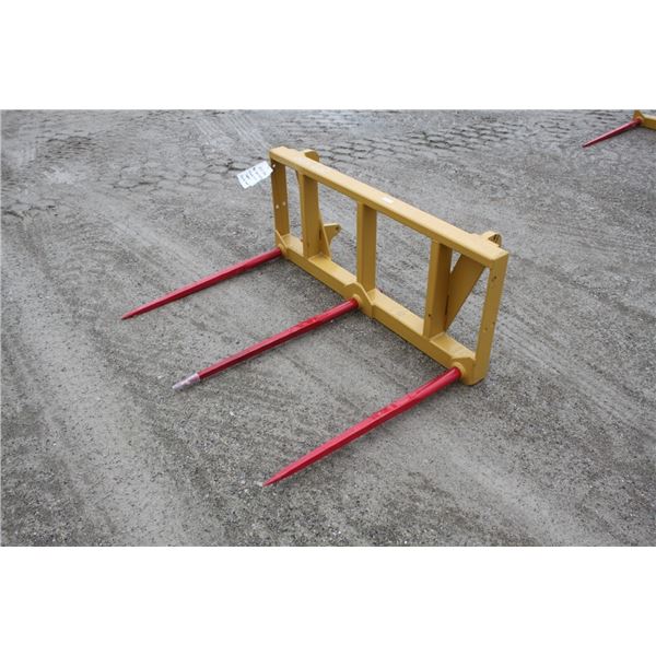 New and Unused three prong bale spear, euro coupler