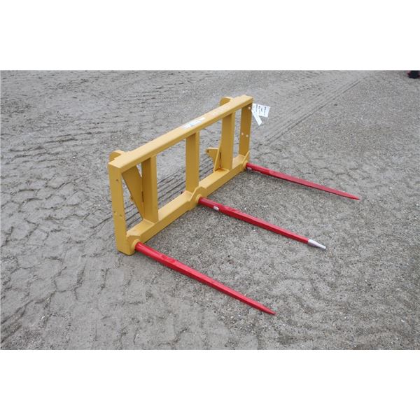 New and Unused three prong bale spear, euro coupler