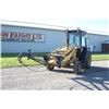 Image 2 : Ford 555 2wd loader tractor, cab, shuttle with loading boom. Hahn Farms yard unit