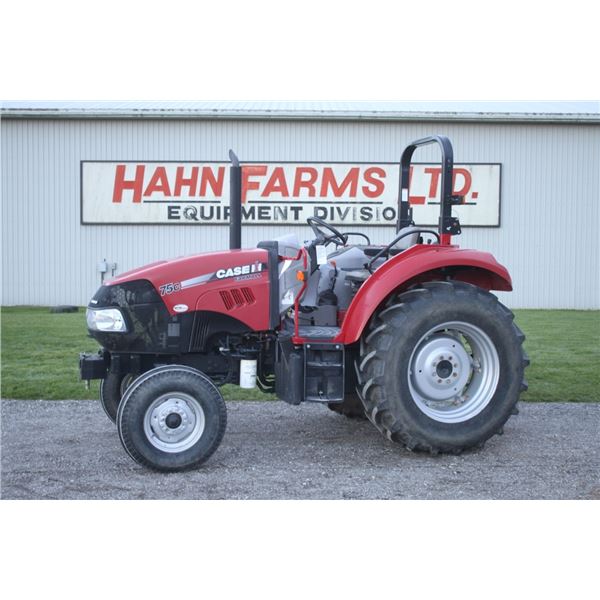 CIH Farmall 75C 2wd tractor, rops, 2 remotes, 16.9x30, loader ready, 1235 hours, 2017 Model