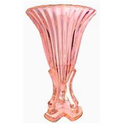 Pink Art Deco Glass Flared Ridged Rocket Vase #2356154