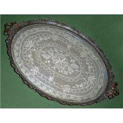 Ornate Brass, Glass and Lace Vanity Tray #2356168