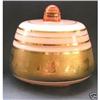 Image 1 : Cased Pink Czech Glass Gold Overlay Powder Jar #2356209