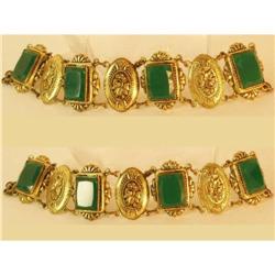 Deco FANCY glass panel ornate vintage bracelet #2356581