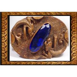 Antique CHINESE DRAGON GLASS Sash PIN #2371590