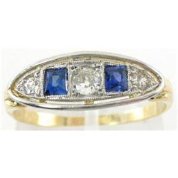 1920's 18K Gold Diamond  Sapphire Deco Ring #2393542