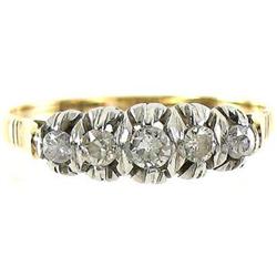 Retro 1950's 18K Gold Platinum Five Diamond #2393548