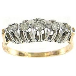 1950's 18K Gold Platinum 5 Diamond Anniv Ring #2393549