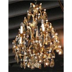 Gilded Tole  and Crystal Chandelier #2393880