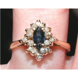 16 Diamond Marquise Sapphire Cluster Ring 14K #2393917